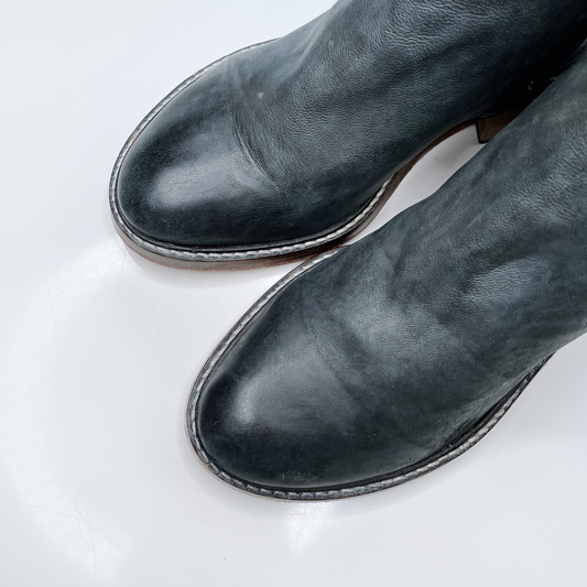 free people black leather mid-ankle boots - size 36