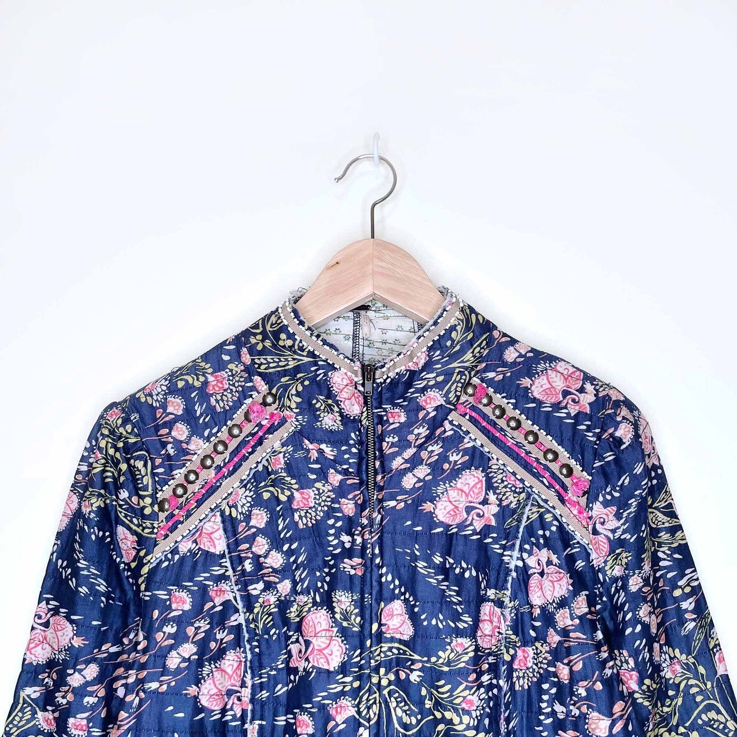 free people meadow floral quilted boho jacket - size small