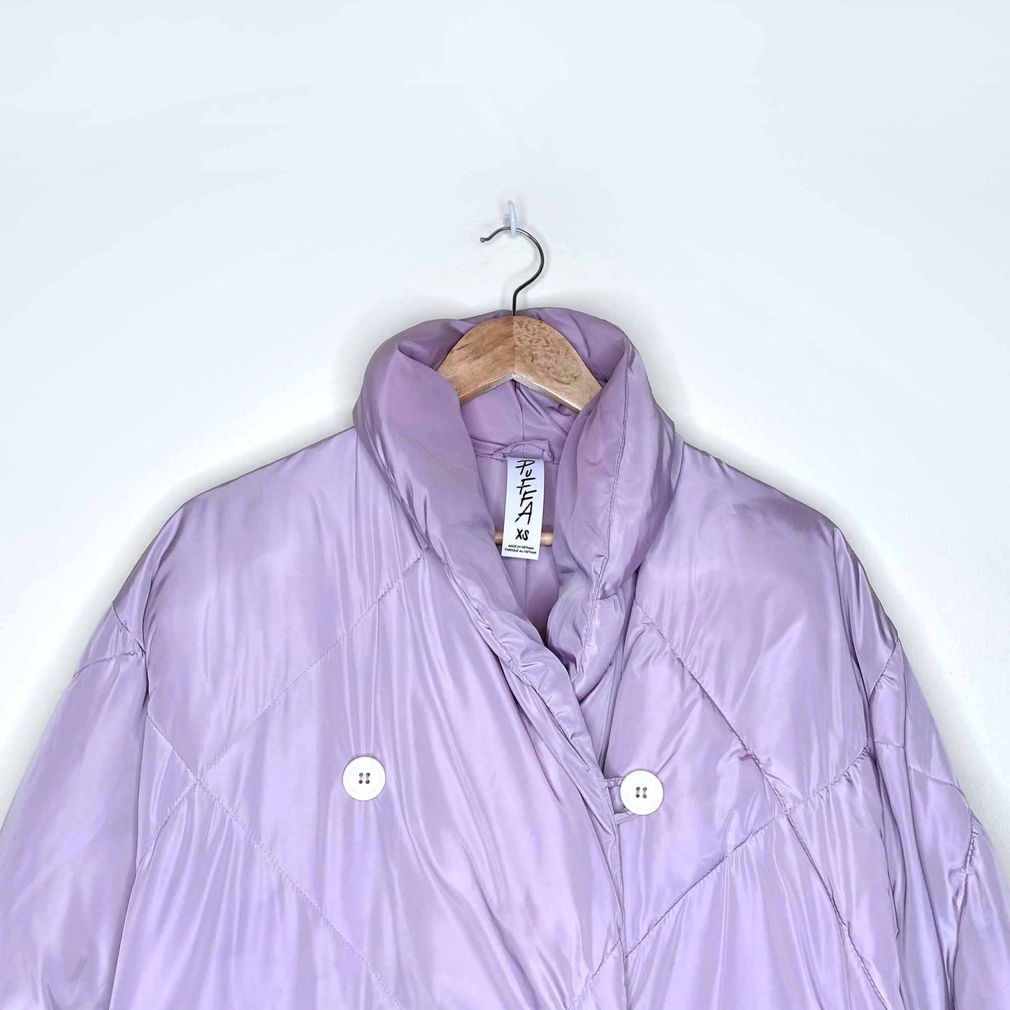 free people oversized ella puffa puffer jacket in lilac - size xs