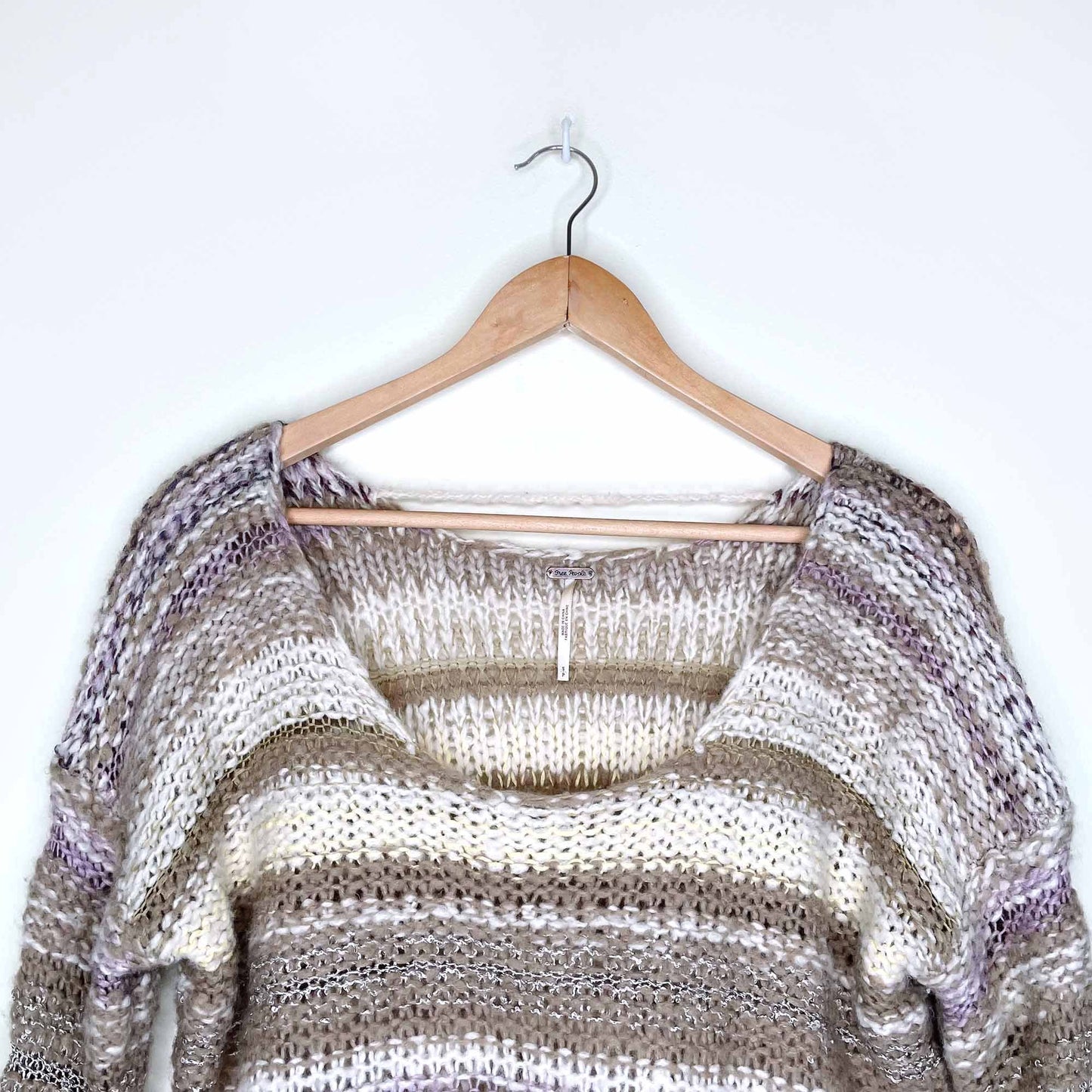 free people wool-blend chunky knit cropped sweater - size small