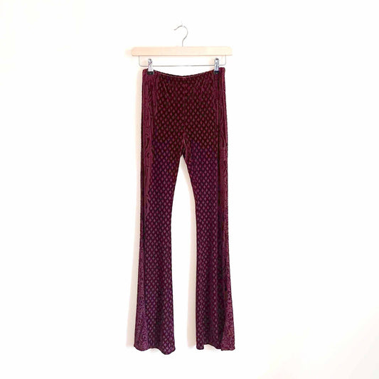 free people slim velvet burnout flare pants - size xs