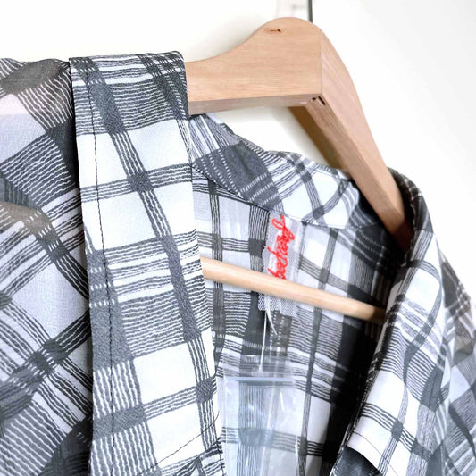 nwot free people plaid chiffon oversized button down - size large
