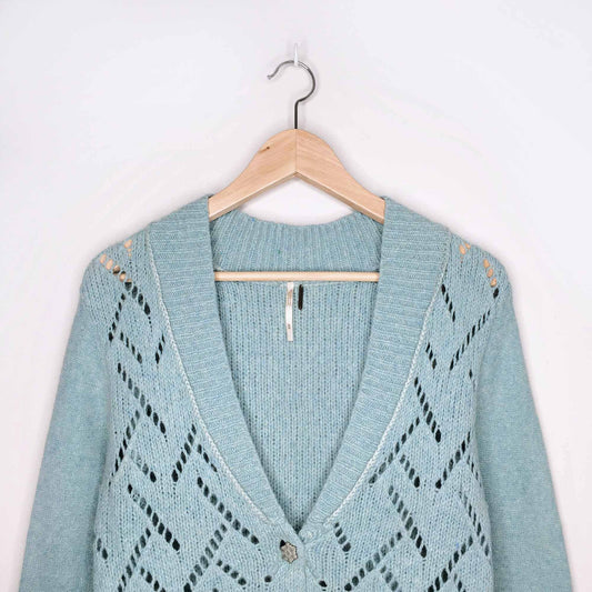 Free People eyelet ruffle wool cardigan - size Medium