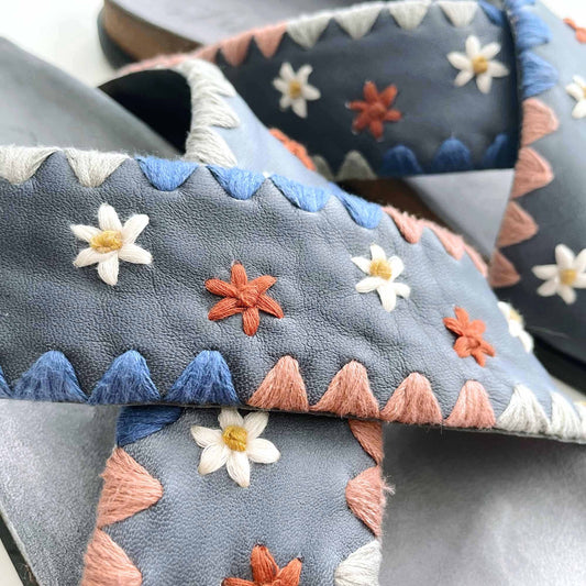 free people wildflowers slip-on flat cross band sandals - size 39