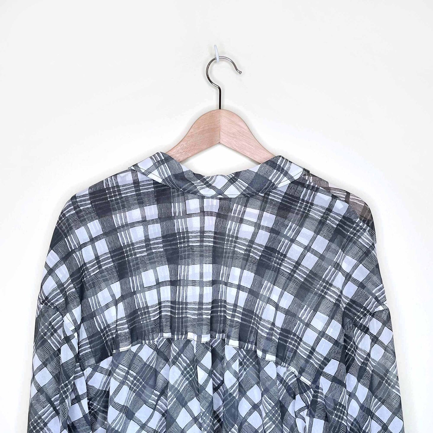nwot free people plaid chiffon oversized button down - size large