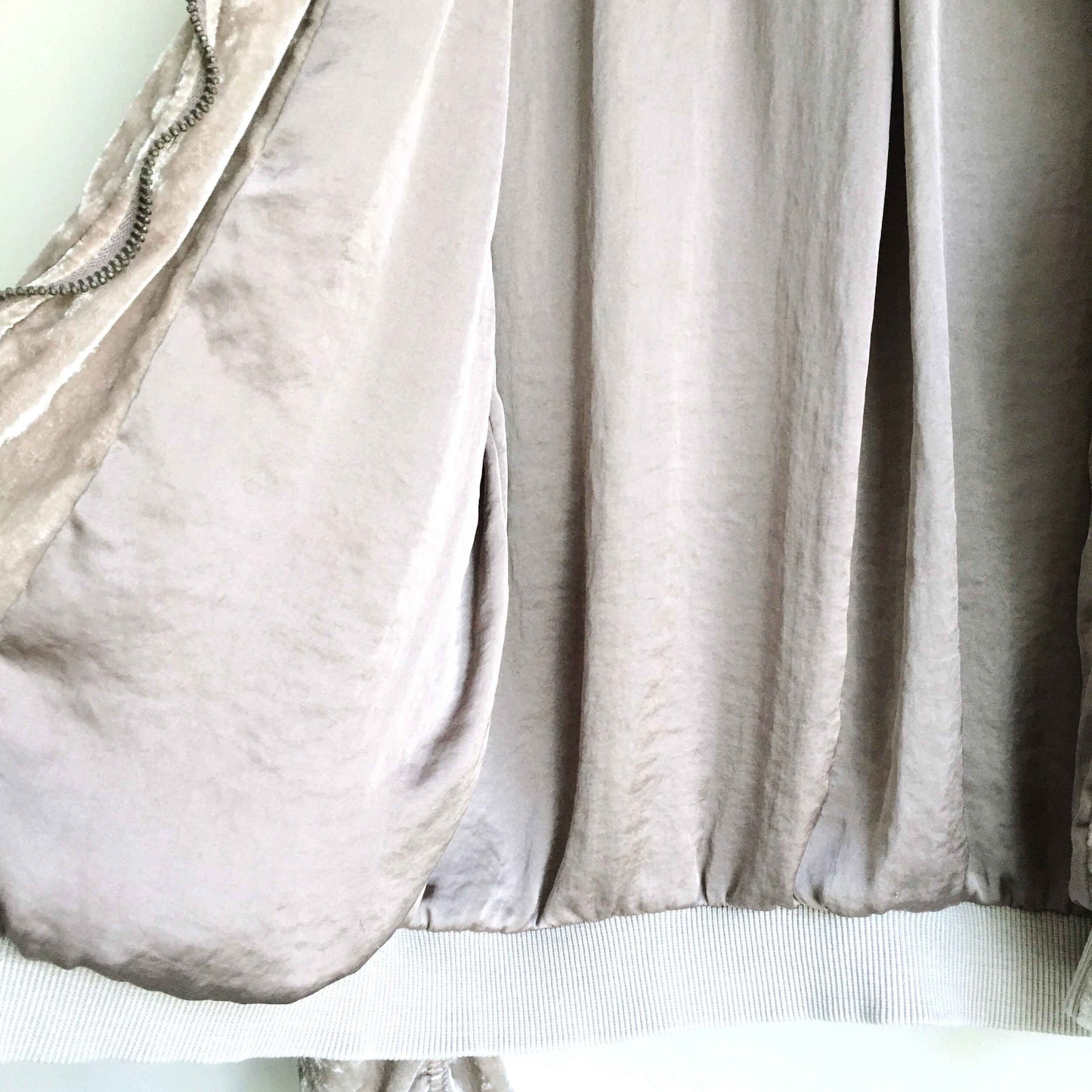 Free People ruched velvet bomber in champagne - size xs