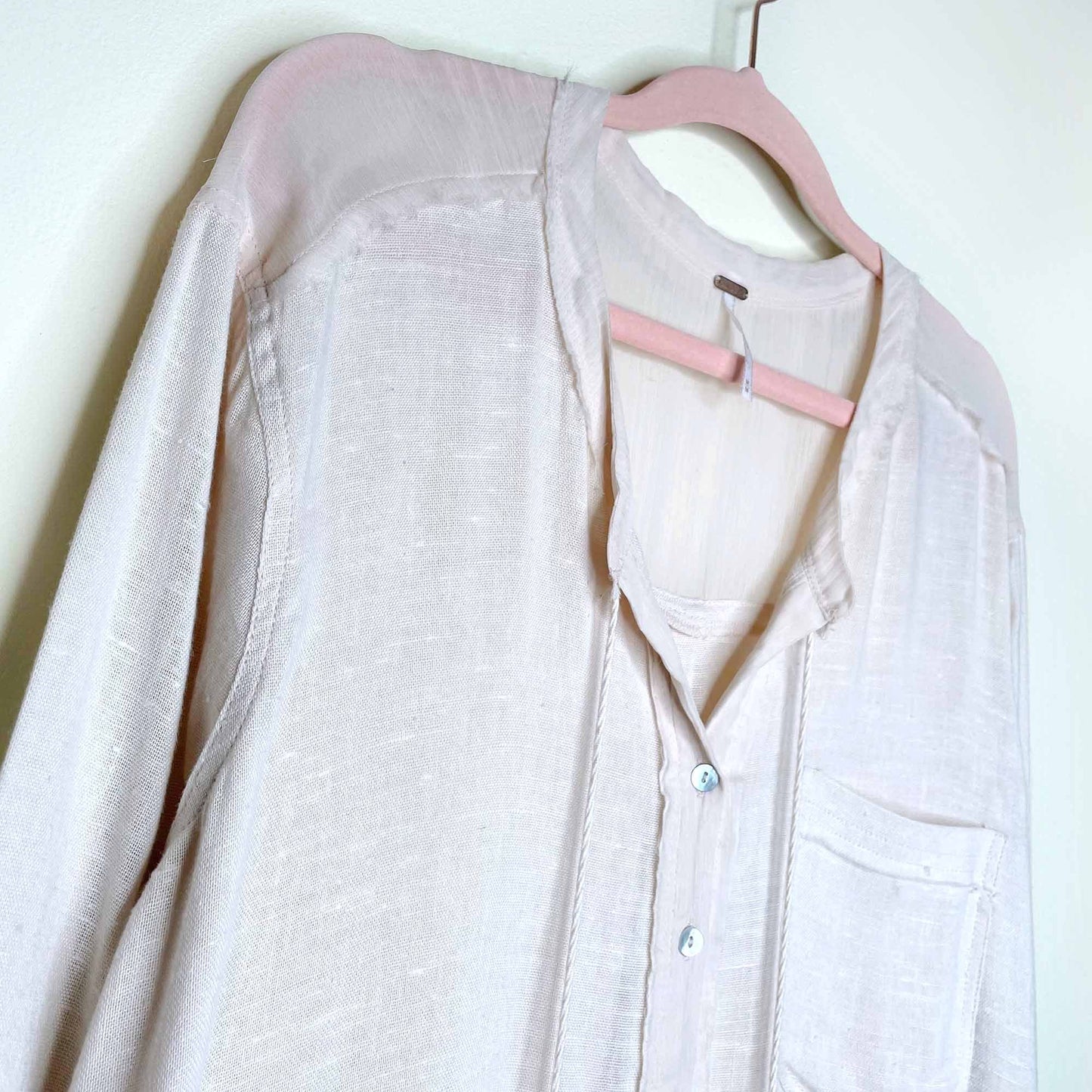 free people long sleeve boho maxi tunic shirt dress - size medium