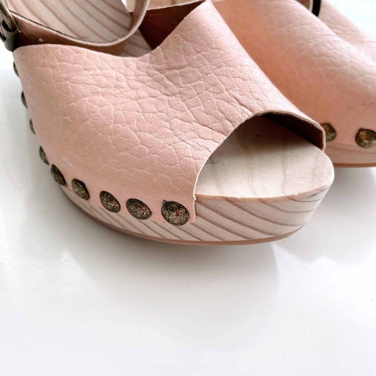 free people pasadena leather wood clog sandal - size 38