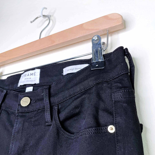 frame le high skinny jeans in black vian - size 30