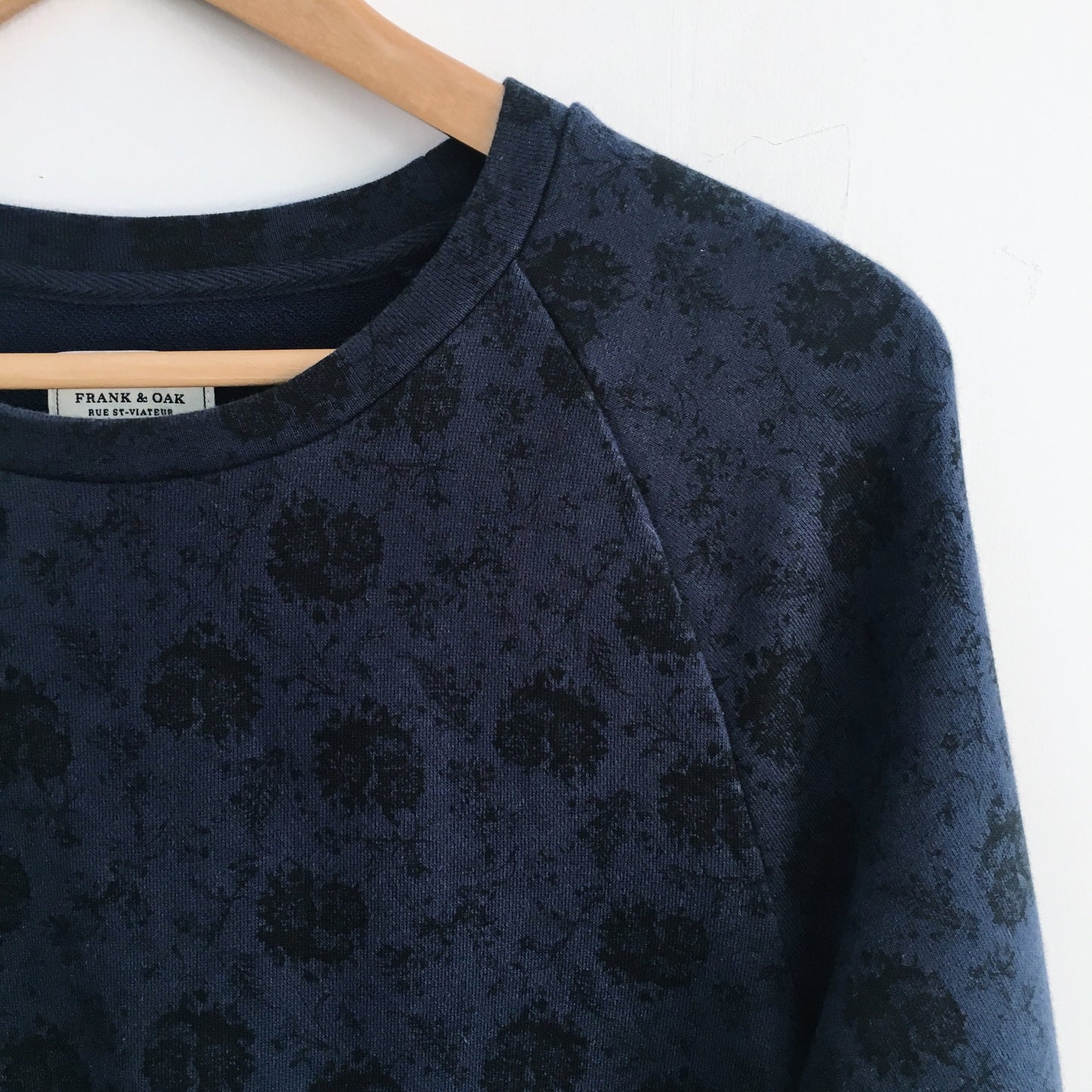 Frank and Oak Crewneck Sweatshirt with Black Roses - Size Medium