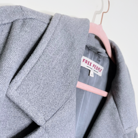 free people hannah grey double breasted pea coat - size xl