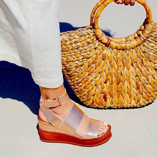 free people vegan metallic dorian platform sandal - size 8