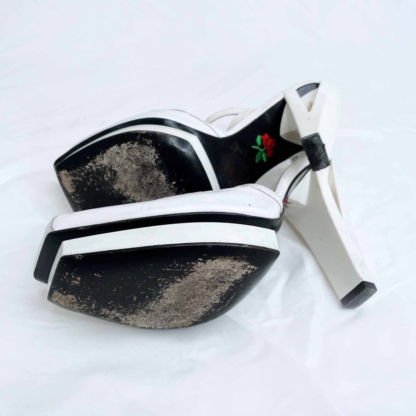 free lance white square toe ankle strap pumps - size 38.5