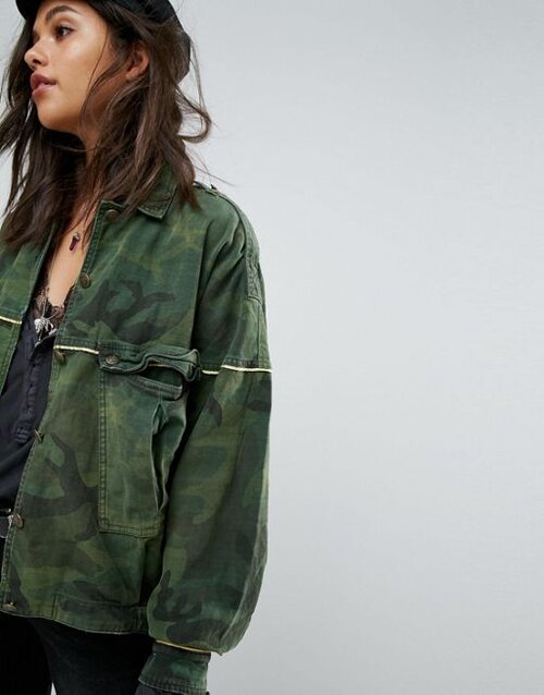 Free People Slouchy Military Jacket - size Large