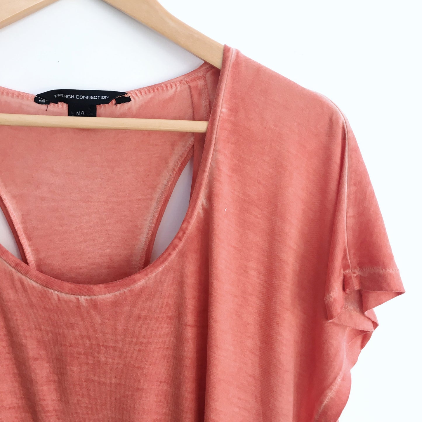 French Connection Vintage Wash Orange Tee - Size Medium