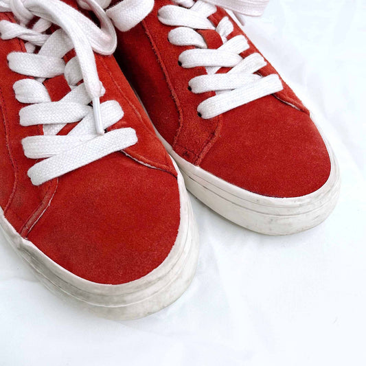 frye red suede low lace kerry sneakers - size 6.5