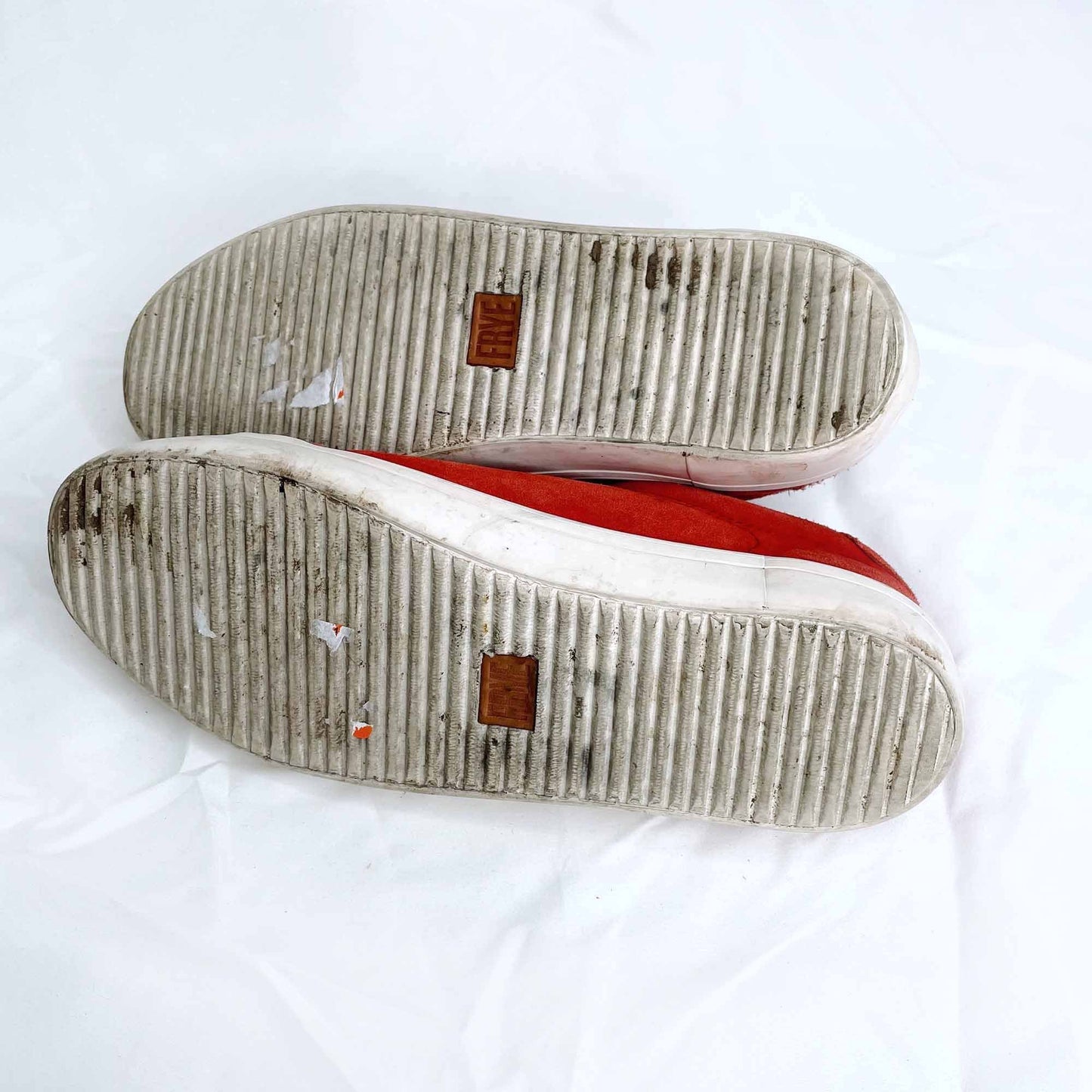 frye red suede low lace kerry sneakers - size 6.5