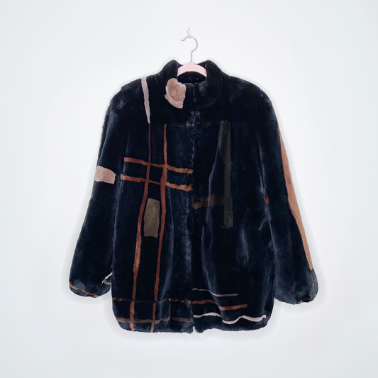 vintage black shaved mink bomber jacket - size large