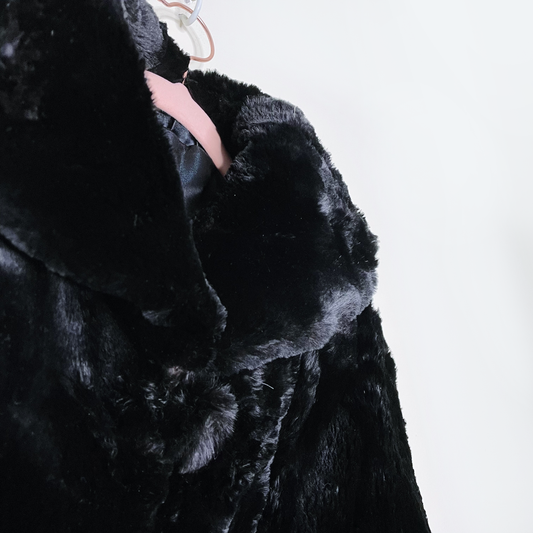 vintage black shaved mink short fur jacket - size med/large