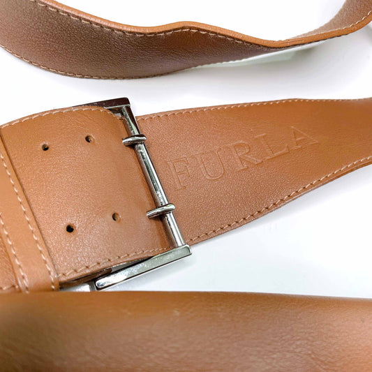 furla tan leather crossbody messenger bag