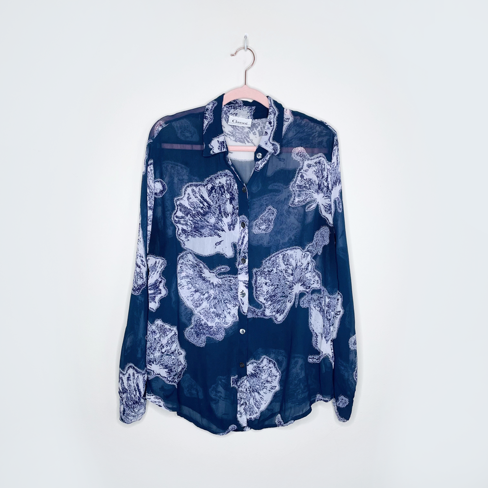 ganni blue floral programme sienna georgette blouse