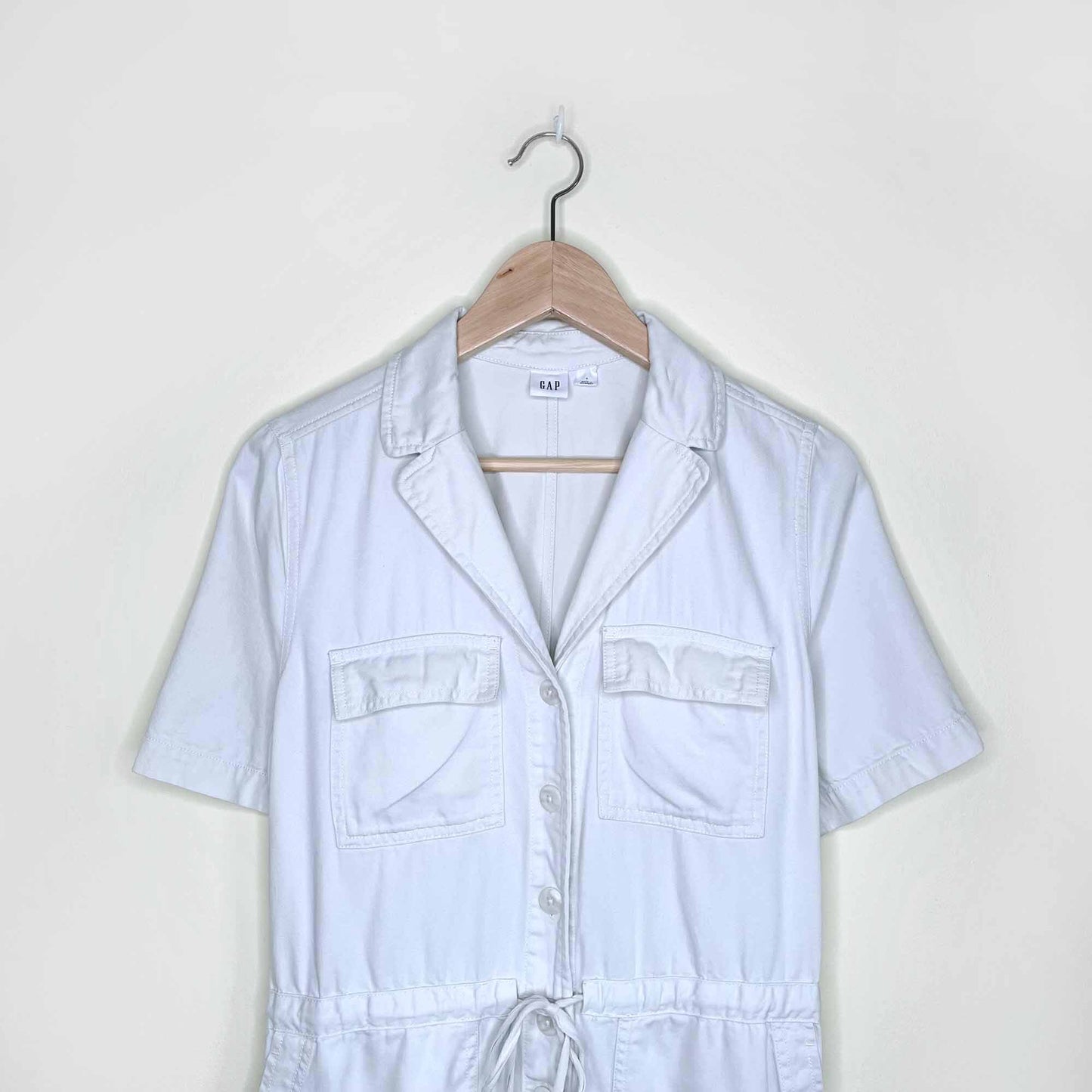 gap utility twill cropped jumpsuit in stone - size 0