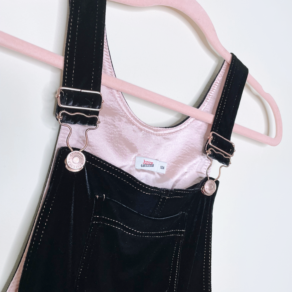 junior gaultier black velour overalls - size 10A