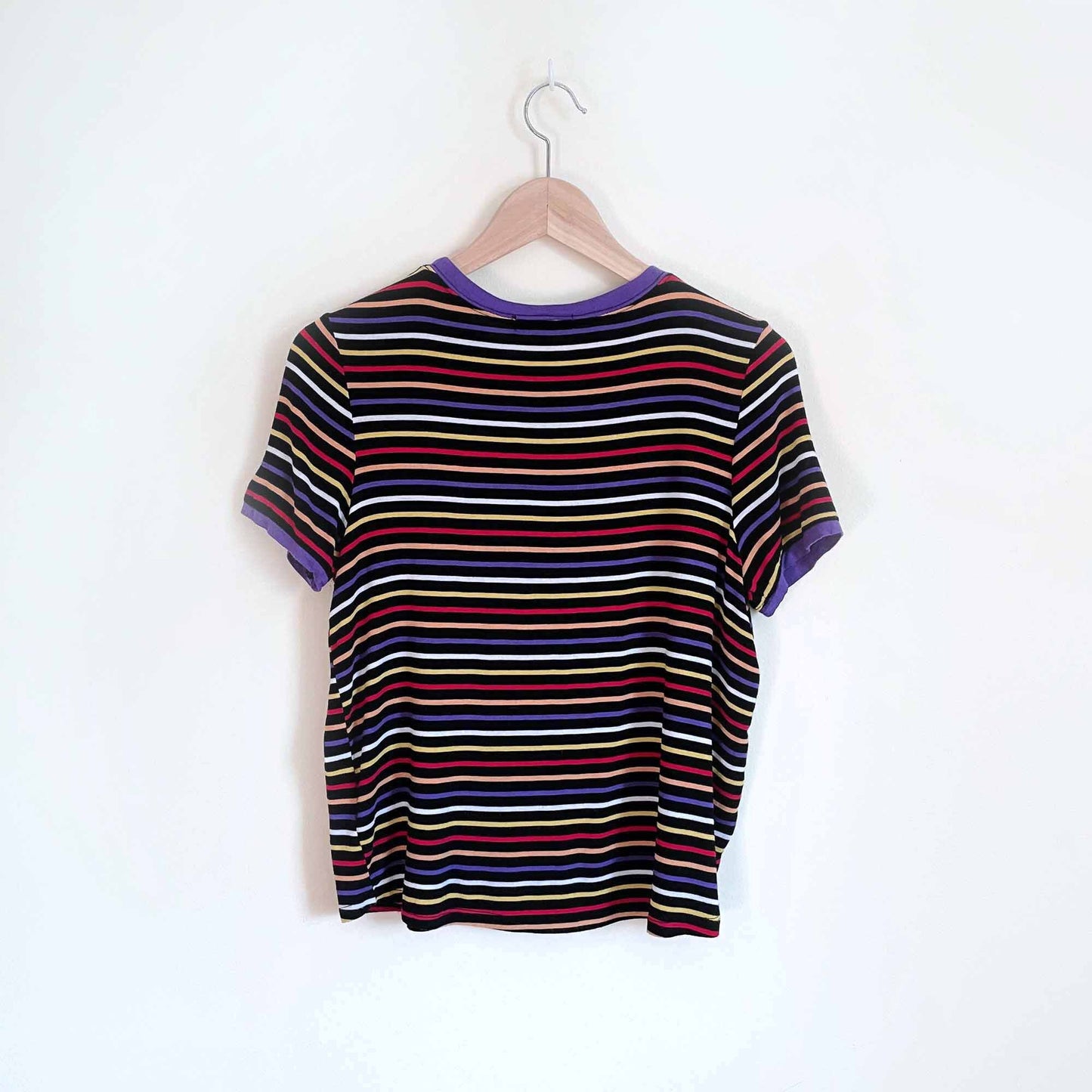 glitz multicolor stripe ringer tee - size large
