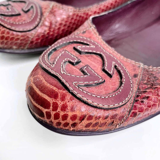 gucci purple python gg logo ballet flats - size 35.5