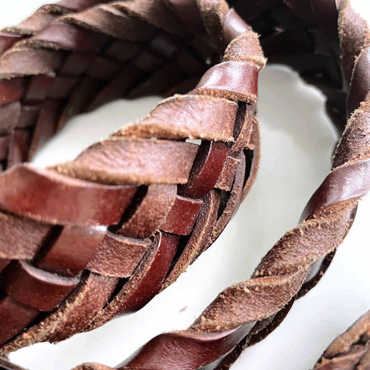 guess brown braided leather belt - size small