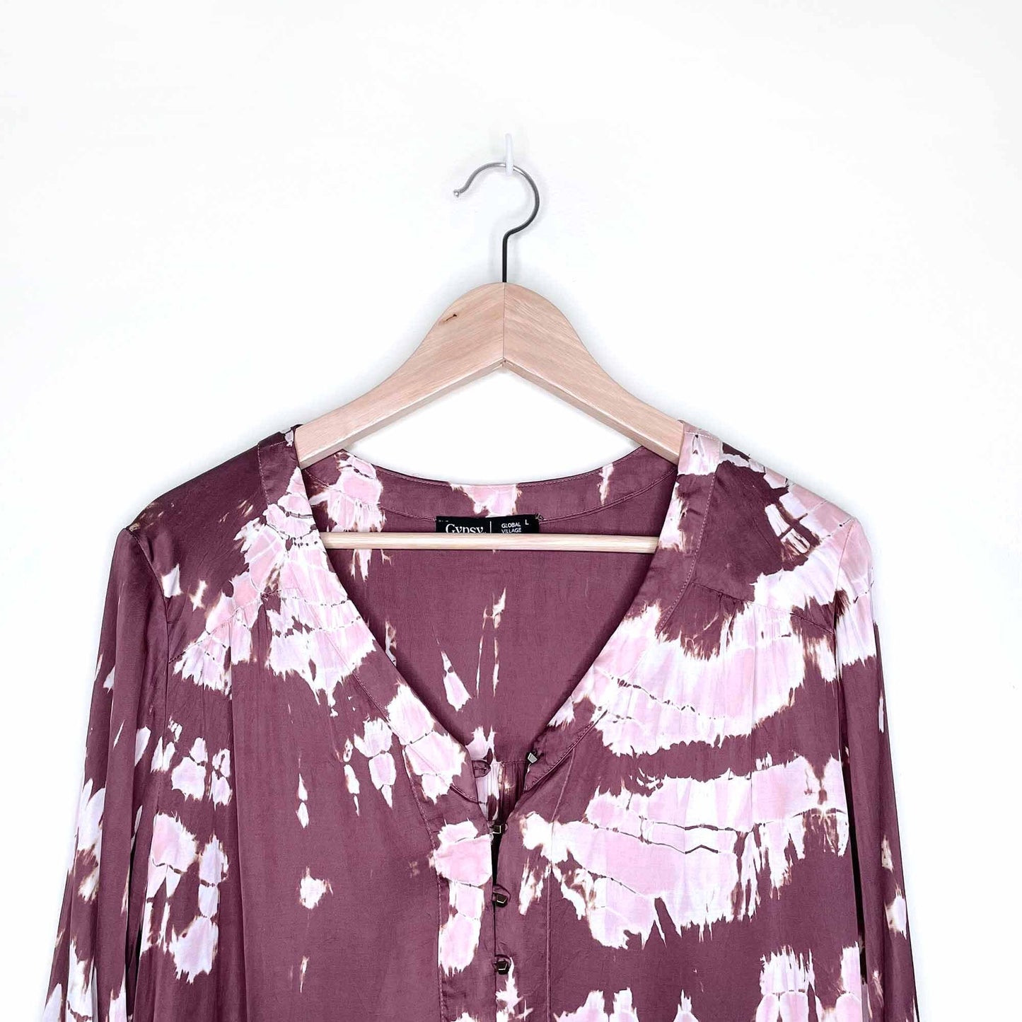 gypsy satin tie dye tunic dress - size large