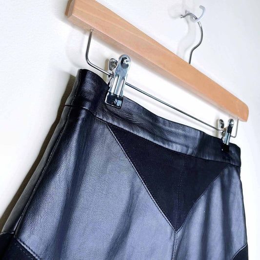 h&m faux leather suede panelled mini skirt - size 4