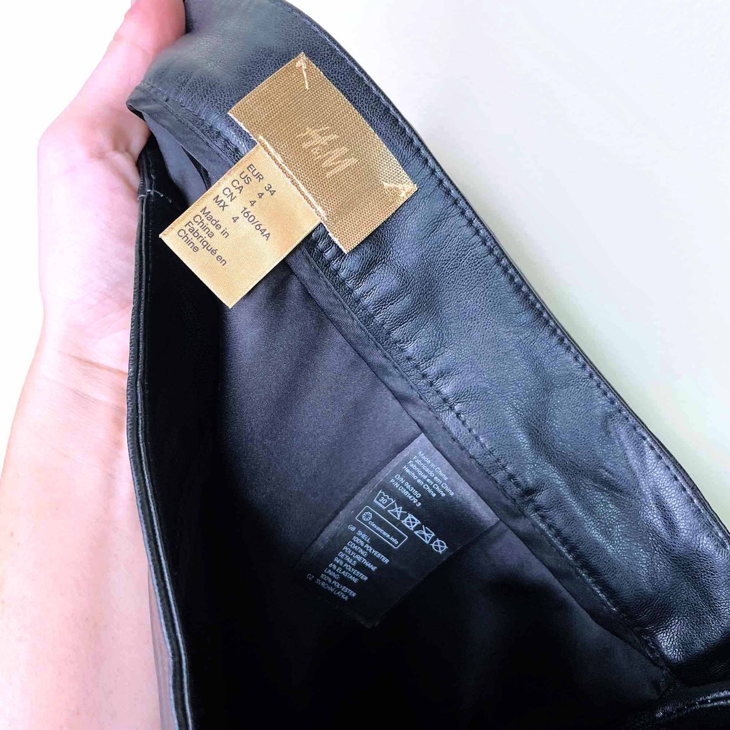 h&m faux leather suede panelled mini skirt - size 4