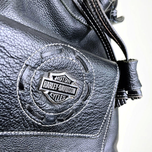 harley davidson black leather shoulder bag