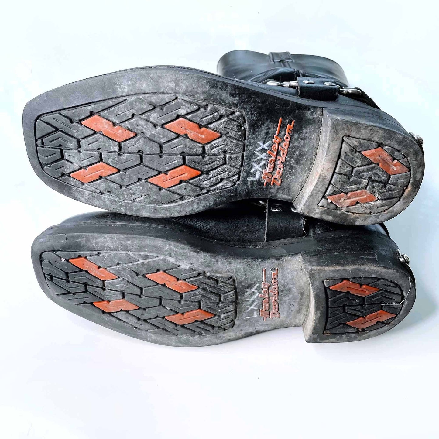 vintage harley davidson mega harness leather motorcycle boots - size 8 wide