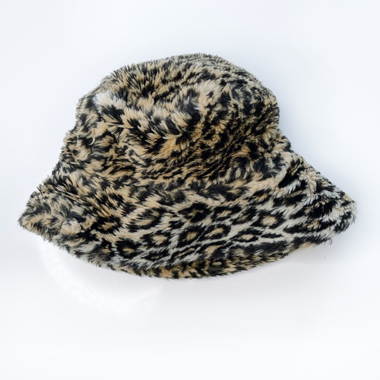 vintage 90s cheetah print faux fur bucket hat