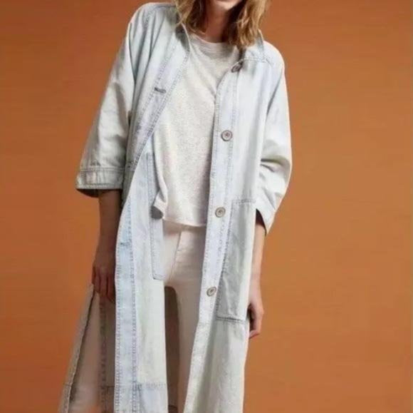 hei hei bleached floral denim duster jacket - size medium