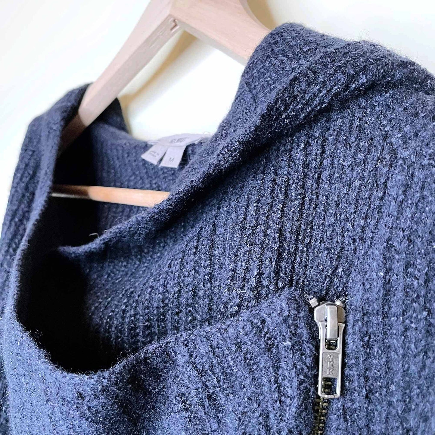 helmut lang boiled wool asymmetrical hooded vest - size medium