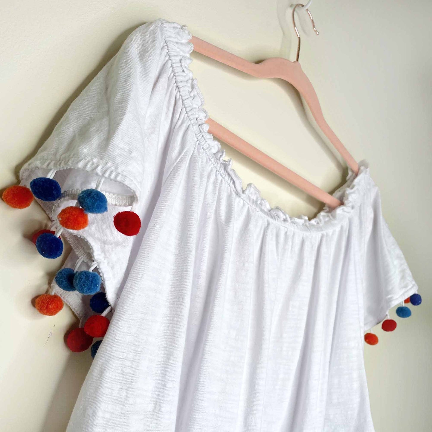 highline collective off shoulder pom pom top - size large