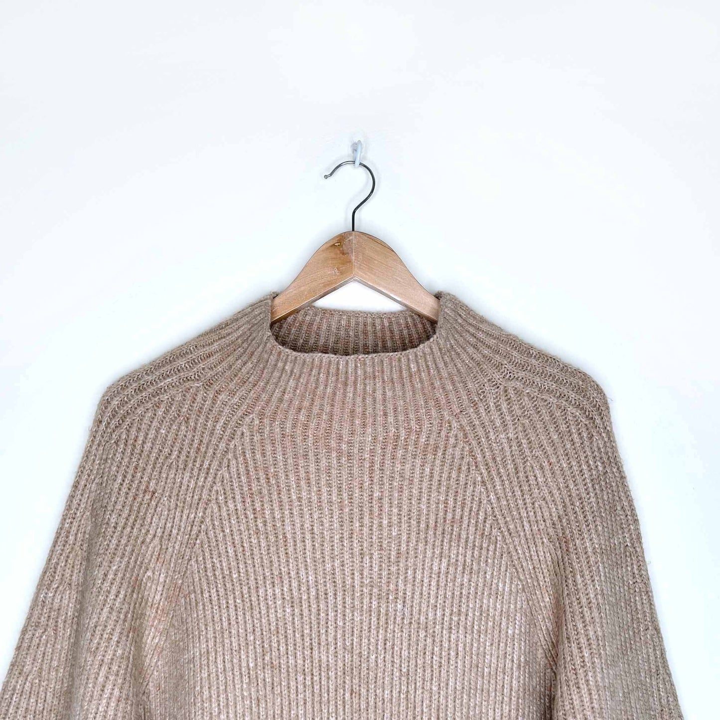 h&m mock neck ribbed balloon sleeve sweater - size large