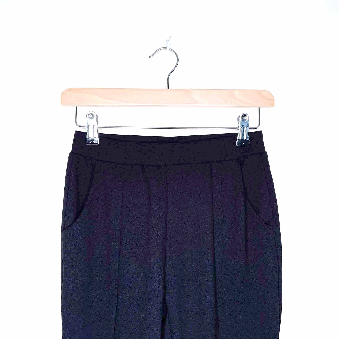 h&m black high rise front slit hem flare pants - size xs