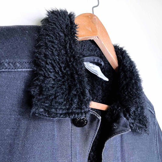h&m black sherpa lined denim jacket - size 2