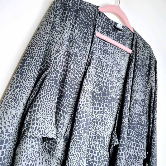 h&m dividend snake print open waterfall jacket - size 14