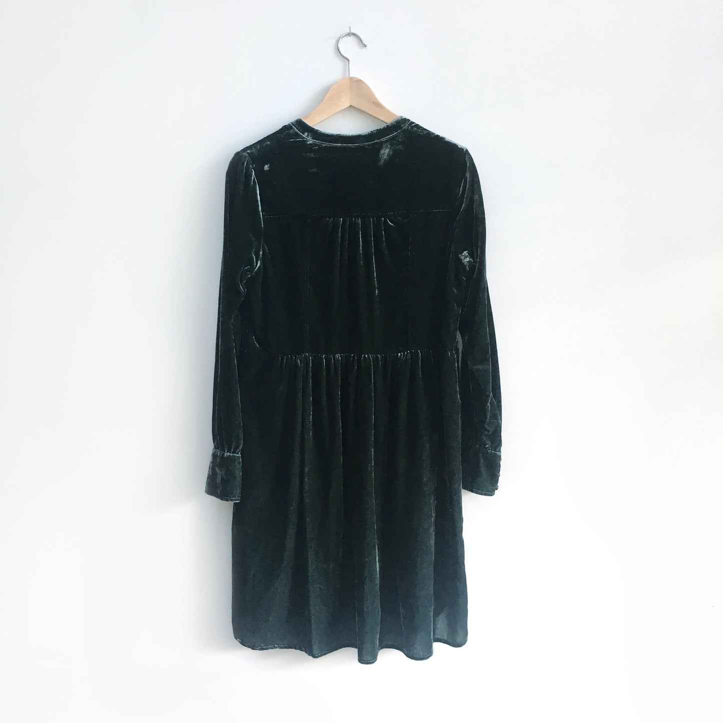 Holding Horses Green Velvet Shirt Dress - size Small