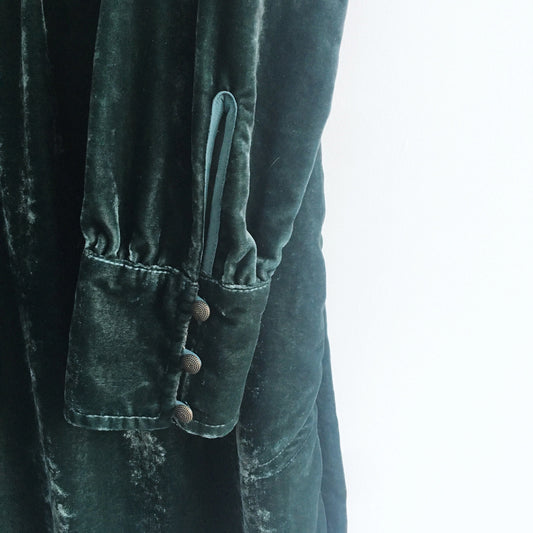 Holding Horses Green Velvet Shirt Dress - size Small