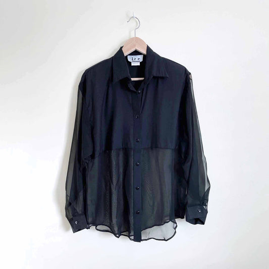 Vintage ICE sheer black 90's button down - size Large