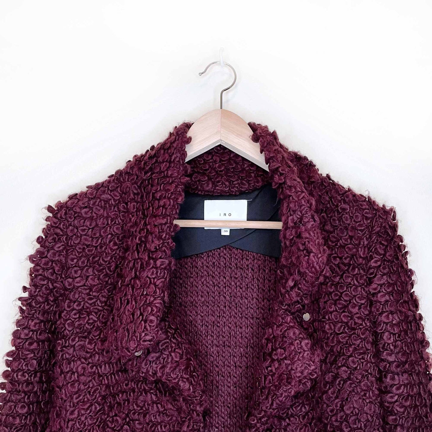 iro caty loop stitch wool-blend asymmetrical biker jacket - size 38