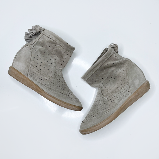isabel marant basley wedge suede short boot - size 39