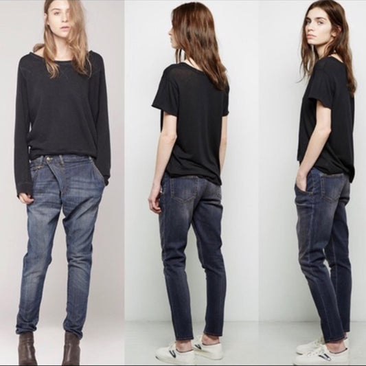 r 13 jeans x-over in vintage dark - size 27