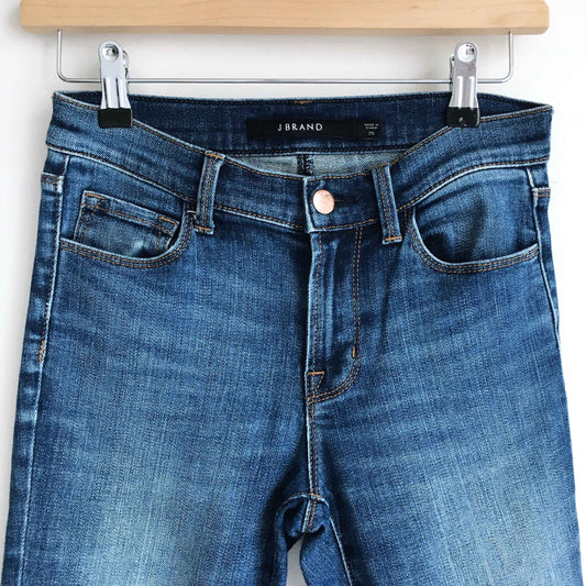 j brand selena mid-rise bootcut crop fray jeans - size 25
